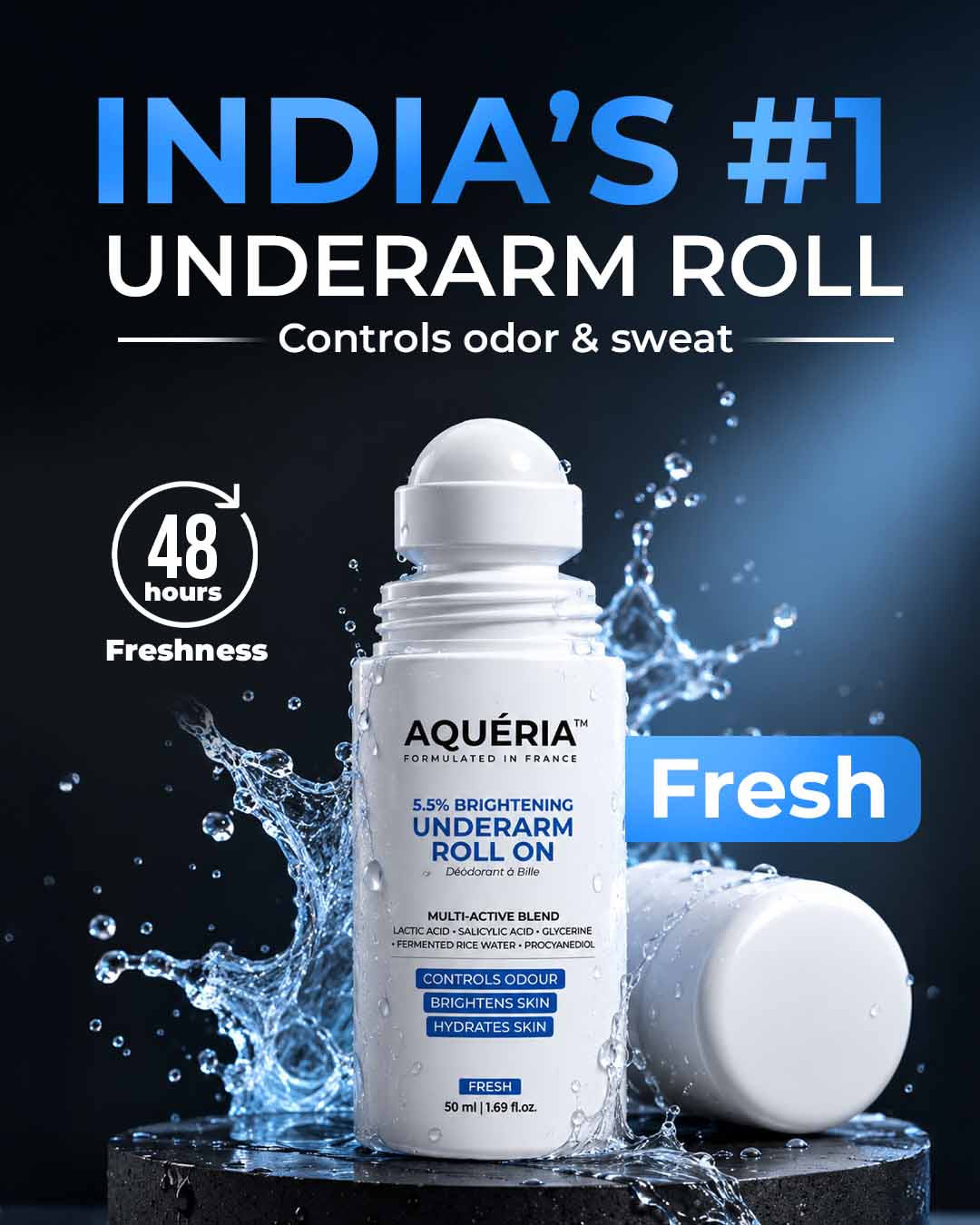 Odor Aqueria Fresh Roll-On Pack of 3