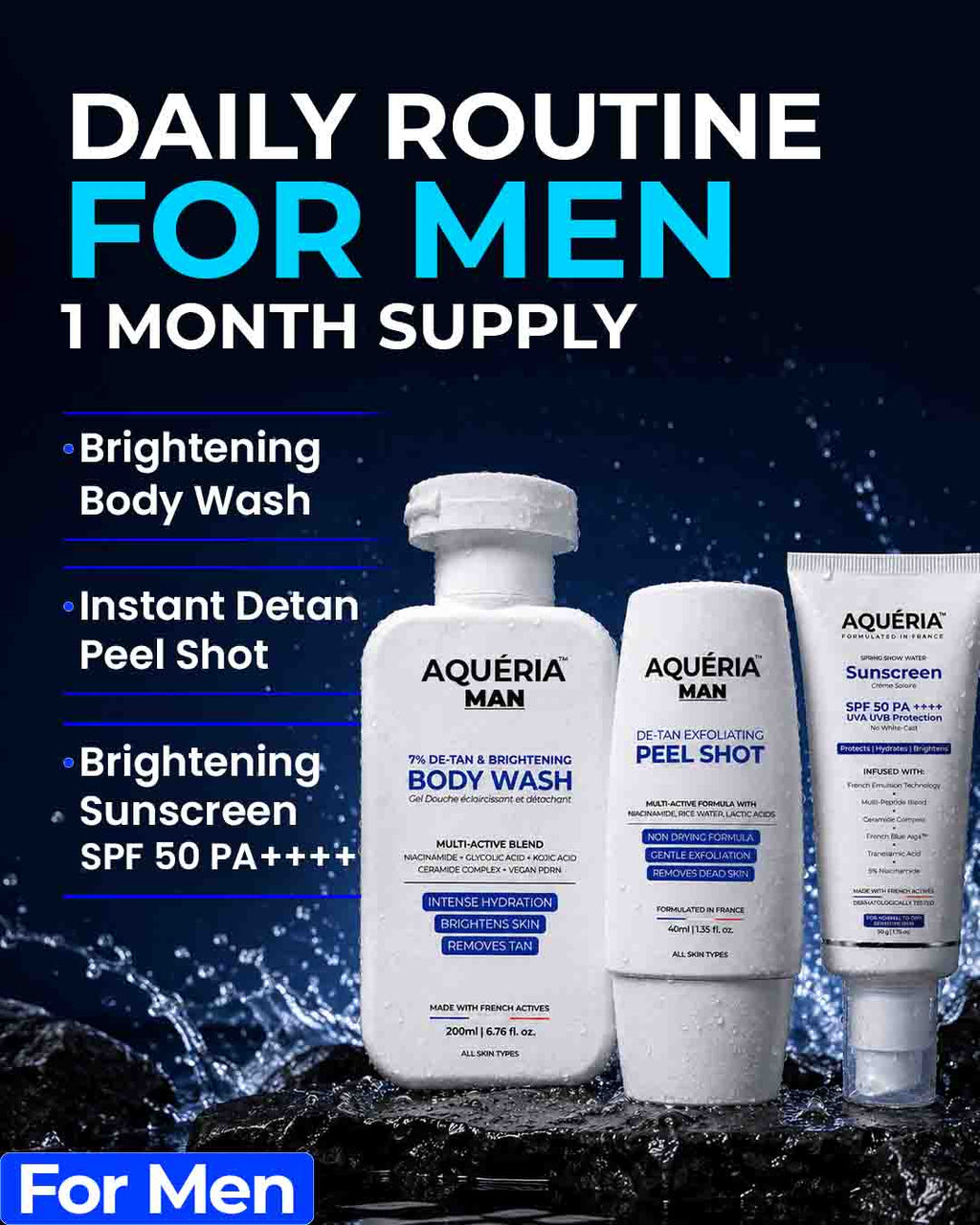De-Tan Brightening Body Wash + FREE Instant De-Tan Peel Shot + Brightening Sunscreen SPF 50 PA++++