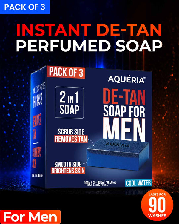 De-Tan Soap for Men Pack of 3 With Cool Water Perfume Inside