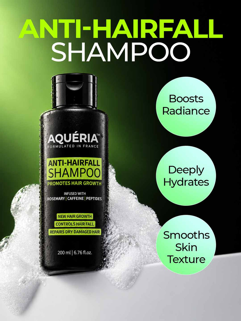 Anti-Hairfall Shampoo with Rosemary, Caffeine & Peptides
