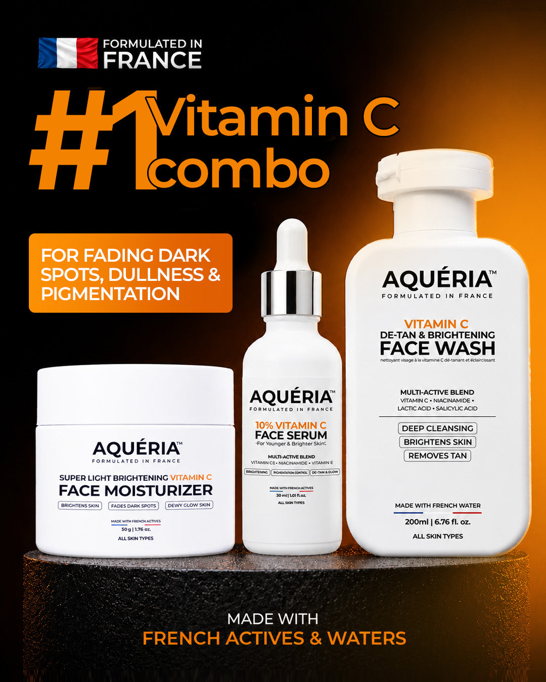 Bestselling Vitamin C Combo - 10% Vitamin C Serum + Vitaminc C Moisturizer + Vitamin C Face wash