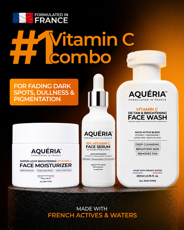 Bestselling Vitamin C Combo - 10% Vitamin C Serum + Vitaminc C Moisturizer + Vitamin C Face wash