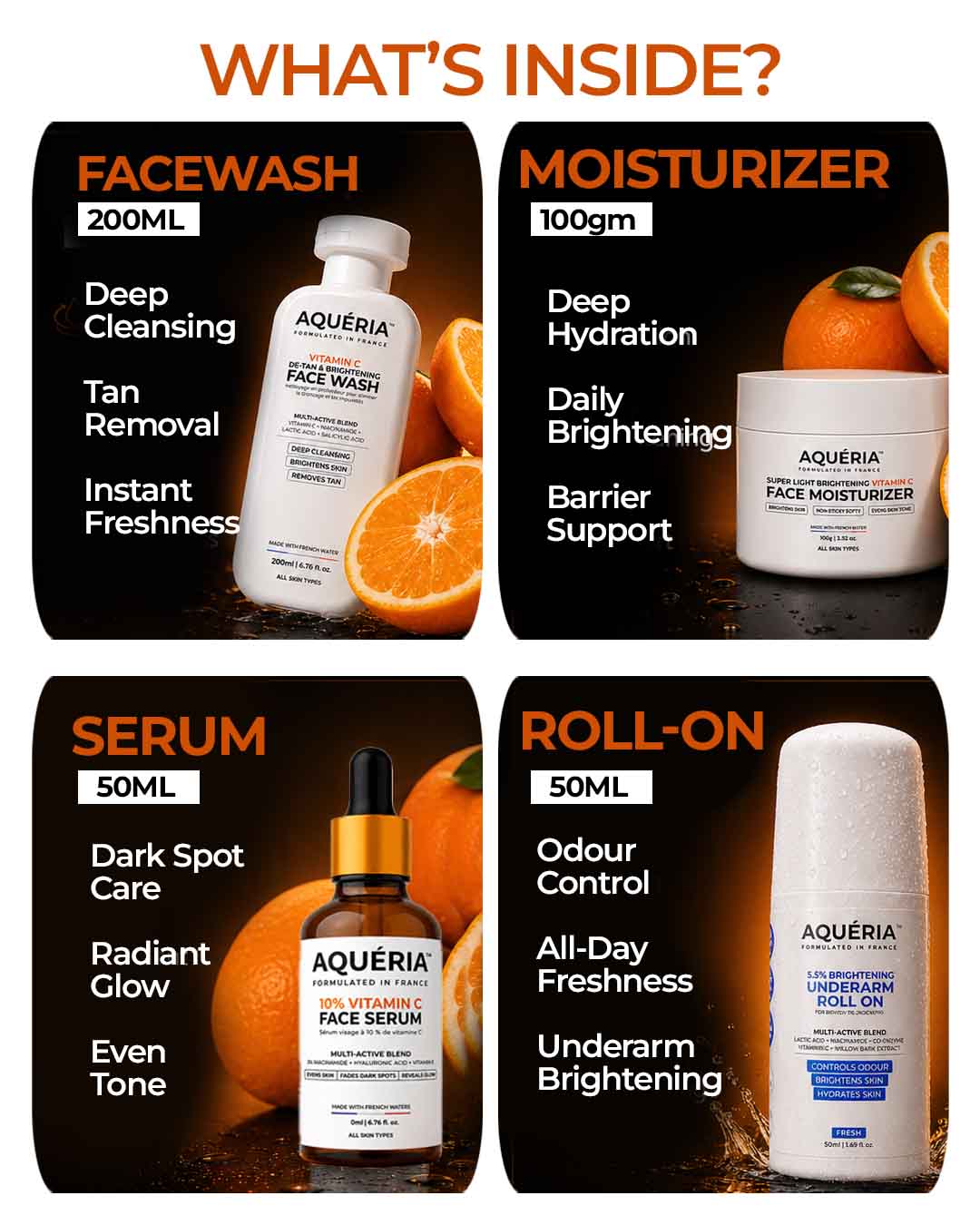 Bestselling Vitamin C Combo - 10% Serum + Moisturizer + Face wash + FREE Roll on