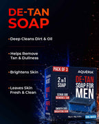 De-Tan Soap for Men Pack of 3 + Free Underarm Roll on