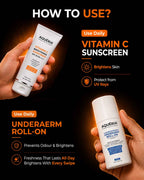 4 Products Brightening Vitamin C Combo for Men - Face Wash + Lip Balm + Brightening Roll-On + Sunscreen
