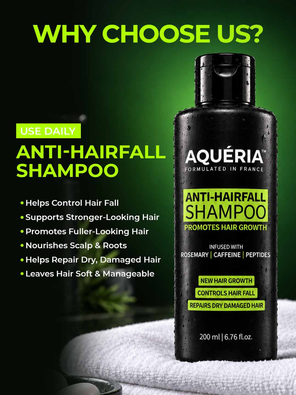 Anti-Hairfall Shampoo with Rosemary, Caffeine & Peptides