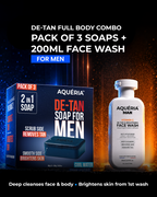 De-Tan Soap for Men (Pack of 3) + De- Tan Face Wash (200ml) + Roll on Fresh