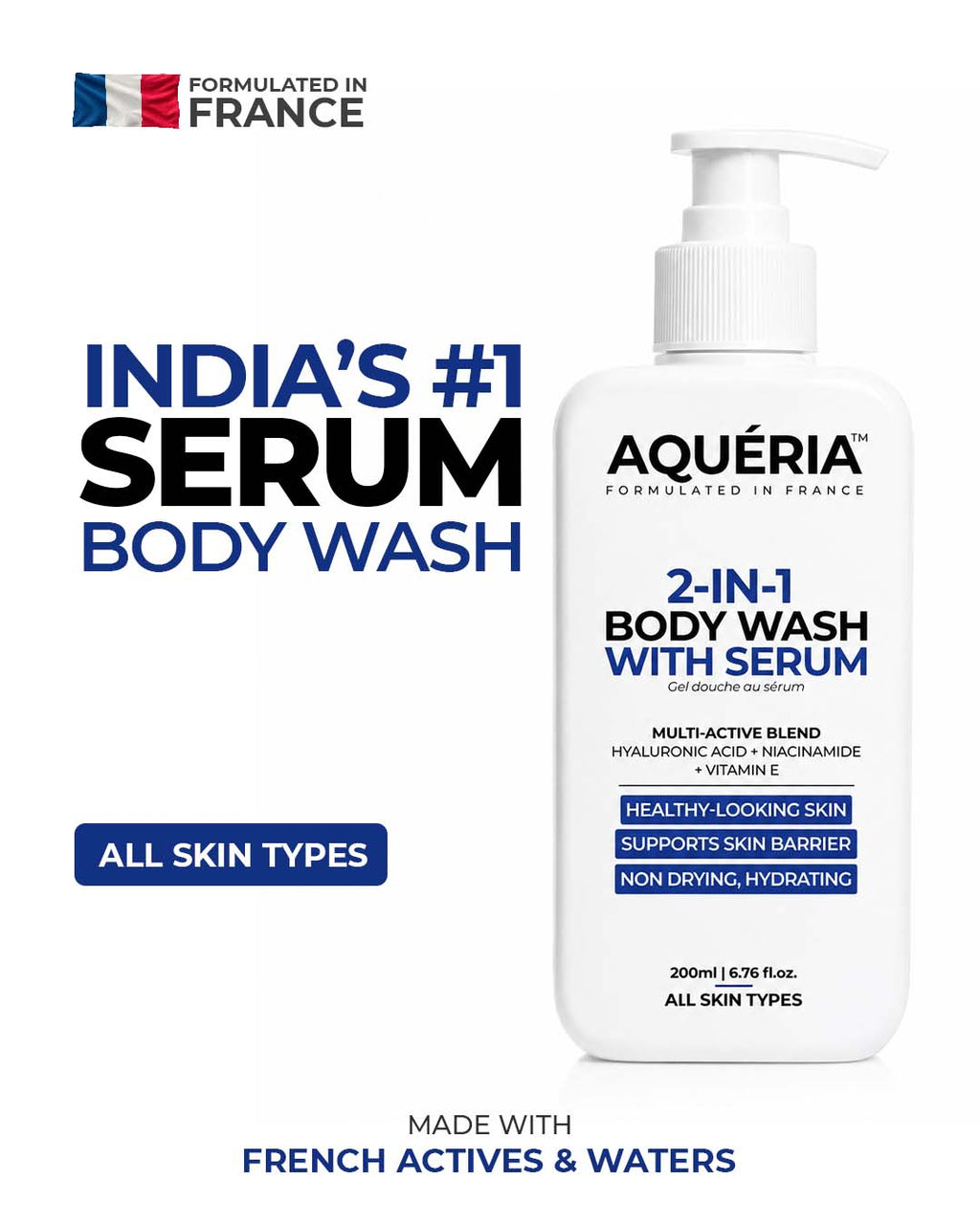 3-in-1 Perfumed Hydrating Serum Body Wash with Hyaluronic Acid, Niacinamide & Vitamin E | Gentle Daily Cleanse