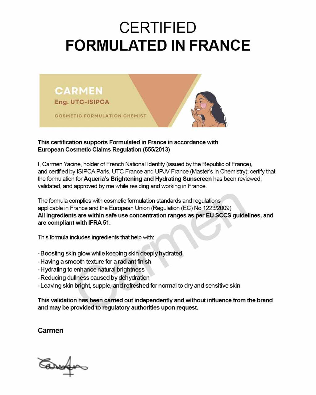 Brightening French Sunscreen SPF 50 PA++++ In Vivo Tested