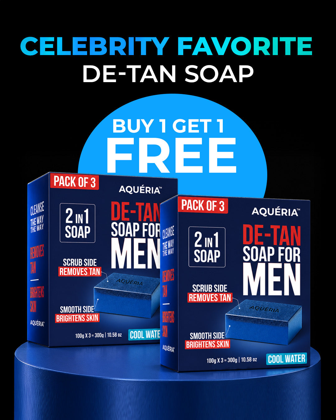 BUY 1 GET 1 FREE Instant De-Tan Soap for Men Loved by Celebrities (6 Soaps) 6 Months Stock!