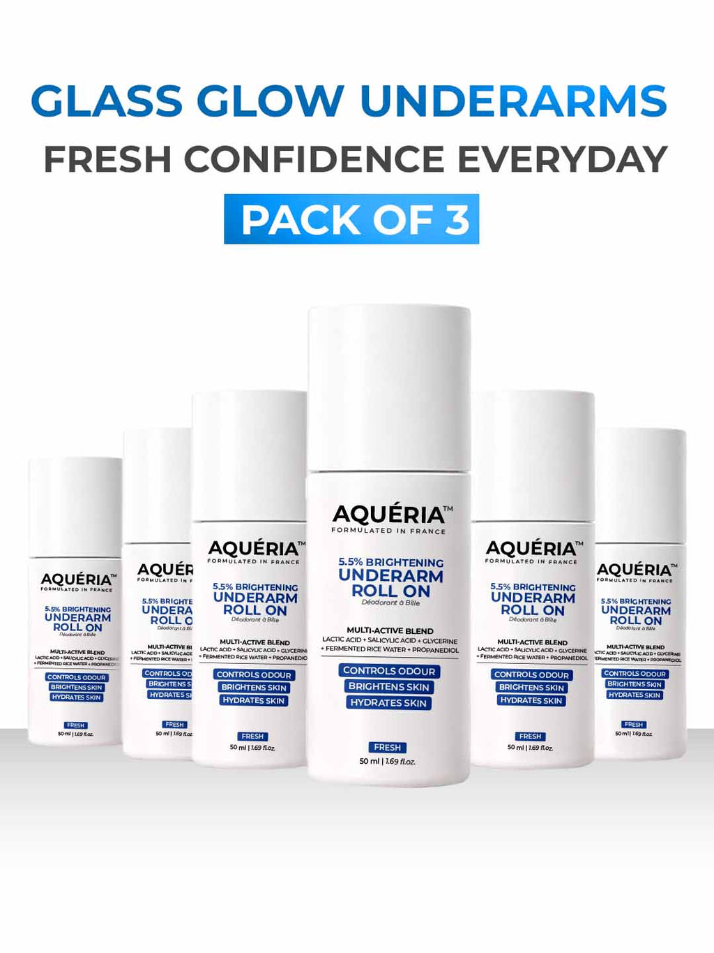 Pack of 3 Odor & Sweat Control Underarm Roll on Fresh Fragrance For Men