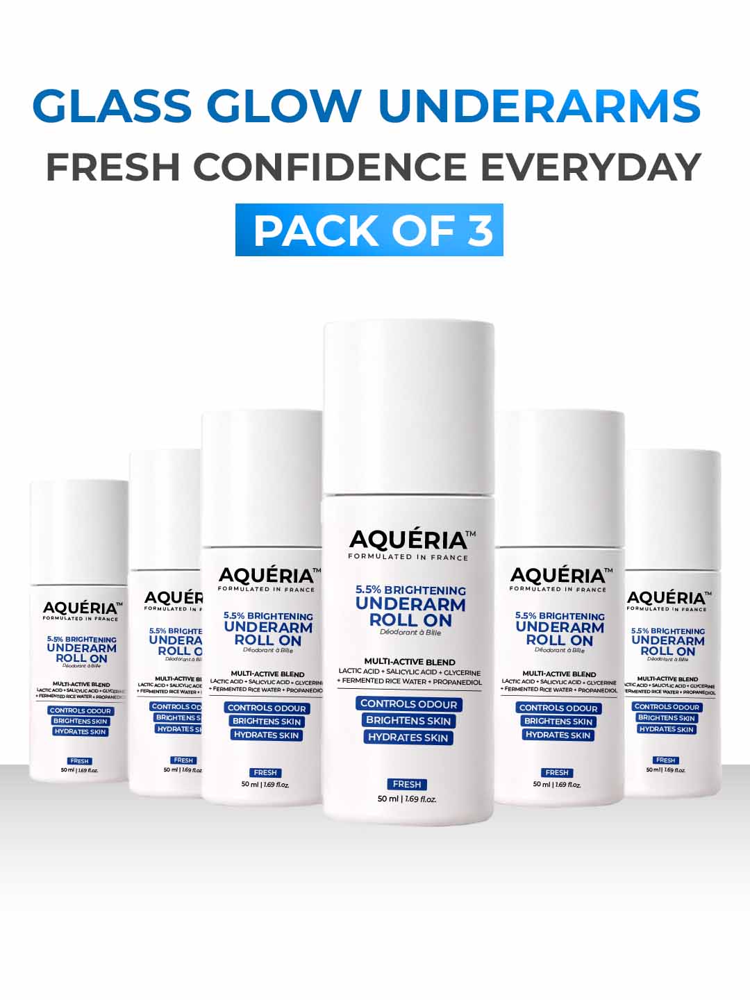 Pack of 3 Odor & Sweat Control Underarm Roll on Fresh Fragrance For Men